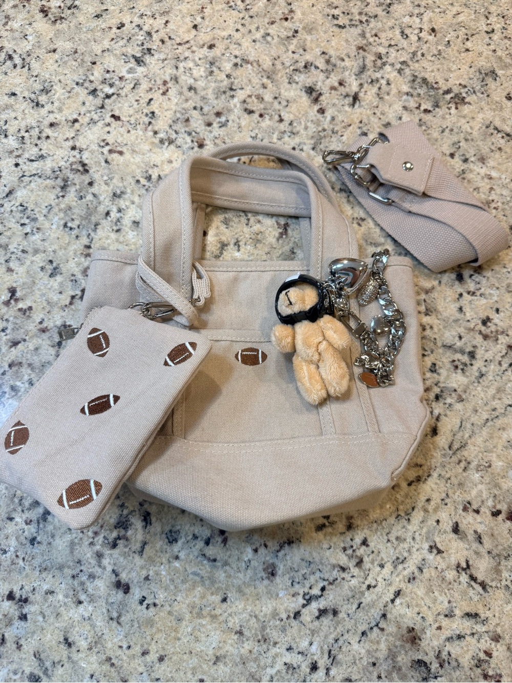 Madden Girl Mini Football Themed Tote Bag NWOT